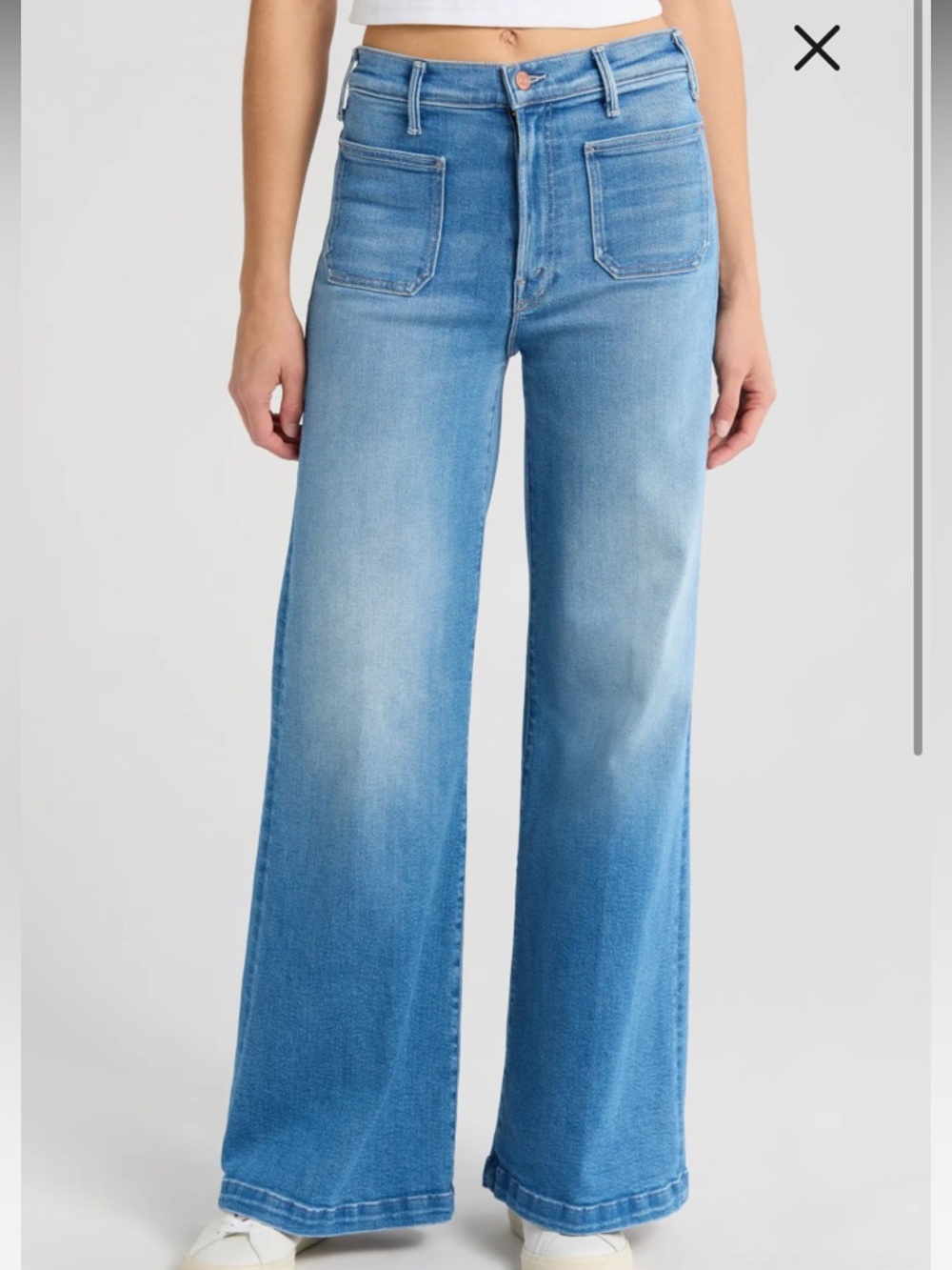 Mother The Hustler Roller Patch Pocket Sneak Wide Leg Jeans In Piece By Piece 30